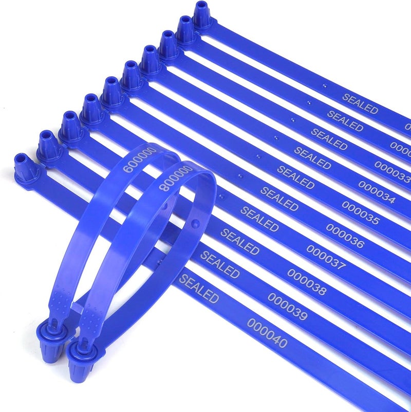 Kocents 100PCS Plastic Truck Seals,Tamper Evident,Each Seal is Numbered Sequentially,Use for Logistics Truck,Trailer, Container Disposable Plastic Seal, Plug-in Type (Dark Blue) - Image 1